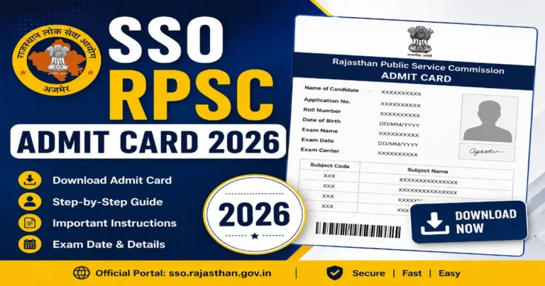 RPSC Admit Card 2026 download via SSO Rajasthan login