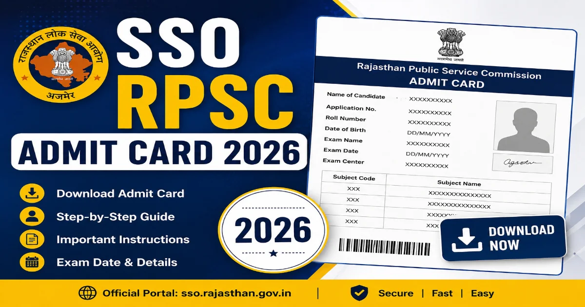 RPSC Admit Card 2026 download via SSO Rajasthan login
